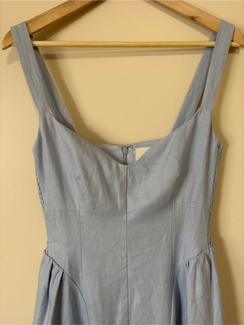 NEW Reformation Birdie Linen Sleeveless Midi Dress Cloud Blue US 2 UK 6 - Picture 10 of 15